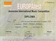 Premiu international pentru micul pianist al C.N.A Regina Maria