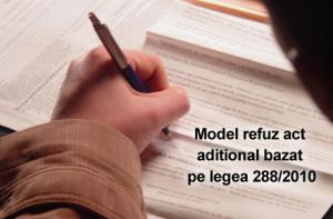 Model refuz act aditional bazat pe legea 288/2010