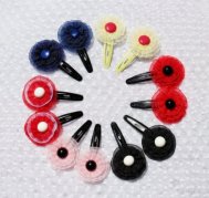 Handmade Agrafe cu flori colorate din voal