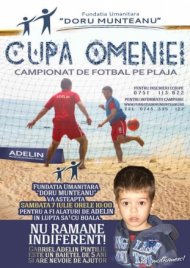 Turneu caritabil de fotbal pe plaja la Mangalia, pentru salvarea unui copil bolnav de tumora faciala