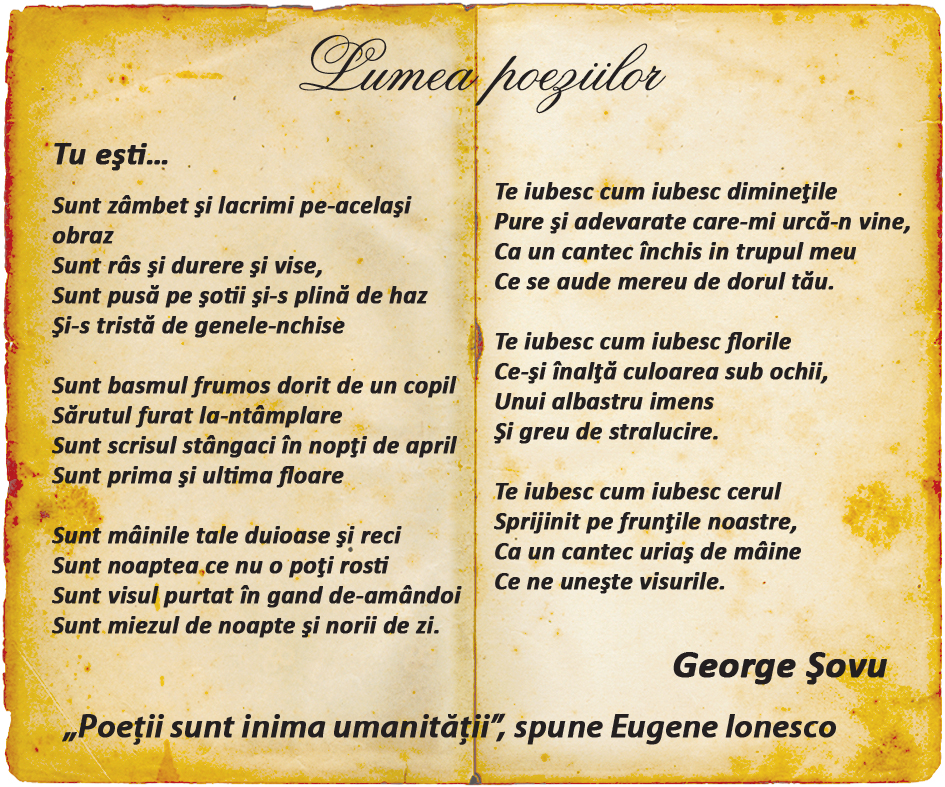 Lumea poeziilor: George Șovu - Tu ești