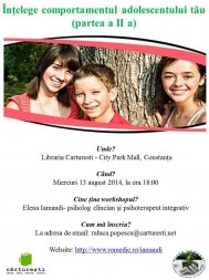 Workshop despre comportamentele iresponsabile ale adolescenţilor, mâine, la City Park Mall