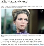 A murit celebra actriță Billie Whitelaw. A fost preferata legendarului scenarist Samuel Becket 