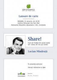 În acest weekend, la Constanţa Lucian Mîndruță lansează cartea „Share!” 
