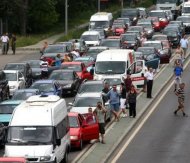 Circulație bară la bară în Eforie Nord din cauza unei tamponări 