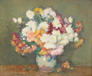 Pictura zilei „Ulcică cu crizanteme” de Adam Bălţatu