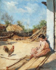 Pictura zilei „Fetița cu cocoșul” de Nicolae Vermont 