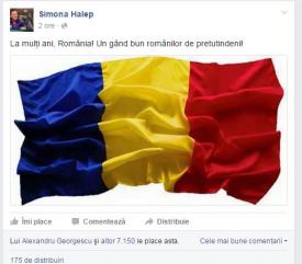 Simona Halep urează “La mulţi ani!” şi “Un gând bun românilor de pretutindeni!”