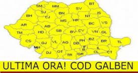 Cod Galben emis de ANM, în prima zi de Paşte. Care sunt zonele afectate