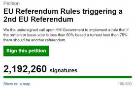 Brexit Până în prezent peste 2 milioane de persoane au semnat petiția pentru un nou referendum