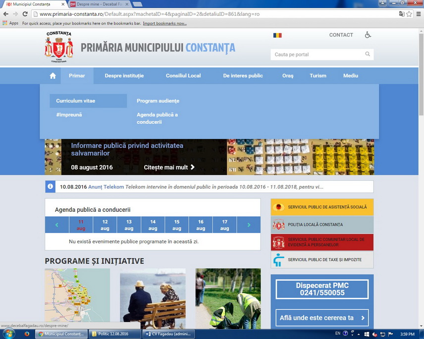surprize pe internet primaria constanta face legatura directa cu site ul de campanie al primarului fagadau