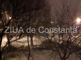 Constanța. Cod Portocaliu. În Constanța ninge foarte puternic. Totul este alb 