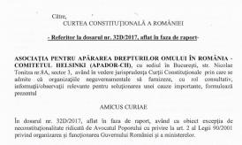 Curtea Constituţională, sesizată în privinţa Legii 90/2001. APADOR solicită clarificarea sintagmei „condamnări penale“