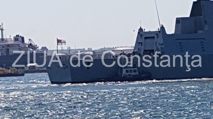 escala in portul constanta in premiera ofiteri ai fortelor navale romane la bordul distrugatorului britanic