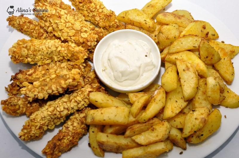 Crispy Strips La Cuptor și Cartofi Wedges