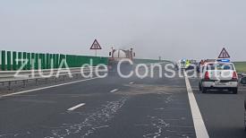Accident rutier grav pe autostradă. Un autourism și un autocamion, implicate. O persoană a fost grav rănită