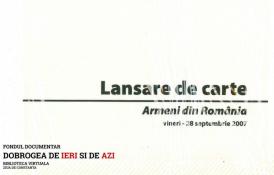 28 septembrie 2007, Lansare de carte „Armeni din Romania vol. II“