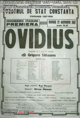 Deschiderea stagiunii 1957-1958. Premiera, „Ovidius“. 2000 de ani de la nașterea poetului 