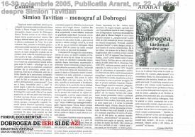Articol despre Simion Tavitian - Publicatia Ararat, nr. 22, 16-30 noiembrie 2005