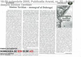 Articol despre Simion Tavitian - Publicatia Ararat, nr. 22, 16-30 noiembrie 2005  