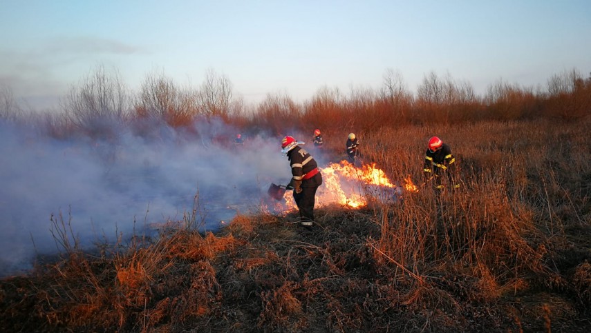 incendiu de amploare in judetul tulcea sute de hectare de vegetatie afectate pompierii chemati in ajutor