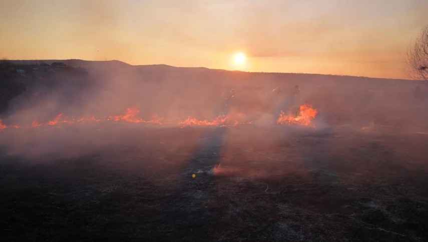 incendiu de amploare in judetul tulcea sute de hectare de vegetatie afectate pompierii chemati in ajutor