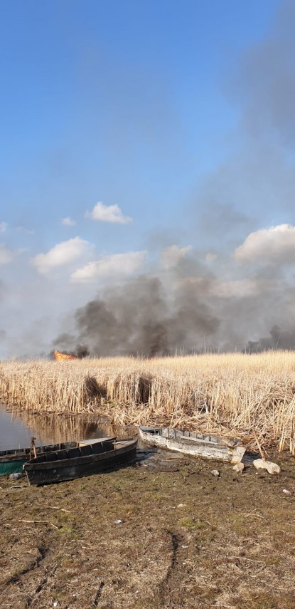 incendiu de amploare in judetul tulcea sute de hectare de vegetatie afectate pompierii chemati in ajutor