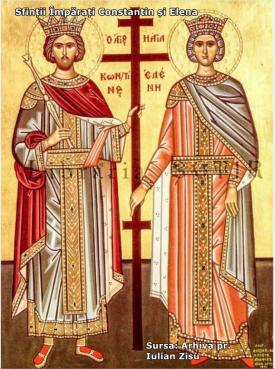 Sfinţii Mari Împăraţi, şi întocmai cu Apostolii, Constantin şi mama sa, Elena 