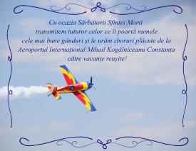 Aeroportul Internațional Mihail Kogălniceanu Constanța Cu ocazia sărbătorii Sfintei Fecioare Maria, transmitem tuturor celor ce îi poartă numele cele mai bune gânduri și le urăm zboruri plăcute către vacanțe reușite!     