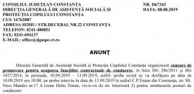 Direcția Generală de Asistență Socială și Protecția Copilului Constanța  organizează concurs pentru ocuparea următoarelor posturi de conducere     
