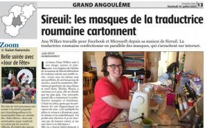 #ConstanțaEsteBine Constănțeni în presa franceză – „Sireuil - măștile traducătoarei românce sunt un mare succes”    
