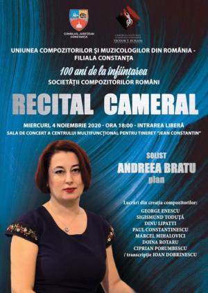 Recitalul pianistei Andreea Bratu, intitulat „România pitorească”, a fost amânat