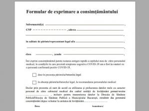 Ministerul Educației a publicat noul formular pentru acordul testării elevilor. Cum se va purta masca de protecție în școli (document)