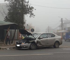 Accident rutier în Agigea! Două mașini s-au ciocnit violent 