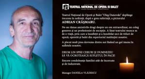 Doliu la Teatrul Național de Operă și Balet Oleg Danovski. Zeci de mesaje de condoleanțe 
