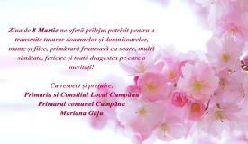 8 Martie - Mesajul primarului comunei Cumpăna, Mariana Gâju, adresat femeilor
