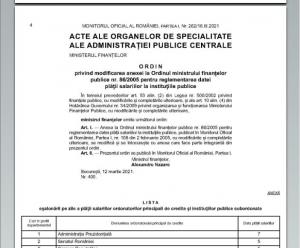 S-a modificat Ordinul ministrului finanțelor pentru reglementarea datei plății salariilor la instituțiile publice 