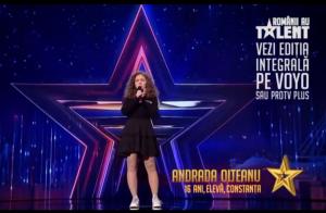 Românii au talent Andrada Olteanu, din Constanța, a făcut-o pe Andra să se ridice în picioare. Patru de DA de la jurați 