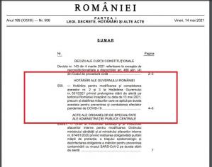 S-a publicat în Monitorul Oficial Hotărârea Guvernului privind relaxarea interdicțiilor (text integral)     