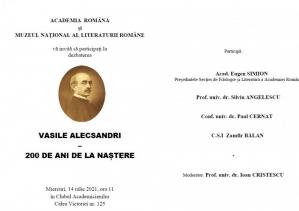 Academia Română organizează dezbaterea „Vasile Alecsandri- 200 de ani de la naștere“. Cine va participa la eveniment    