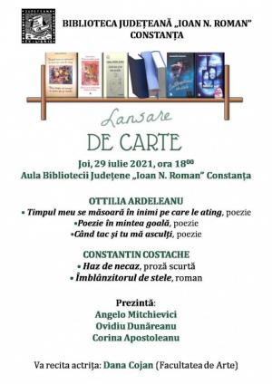 Lansări de carte, la Biblioteca Județeană „Ioan N. Roman“. Actrița Dana Cojan va susține un recital de poezie