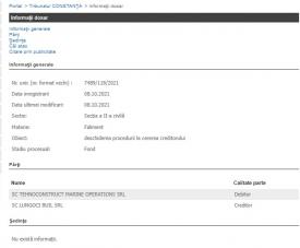 Lungoci Buil SRL cere insolvența Tehnoconstruct Marine Operations, controlată de Gabriel Comănescu 