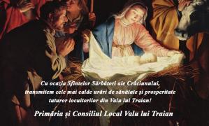 Primăria și Consiliul Local Valu lui Traian, mesaj de Crăciun și de Anul Nou