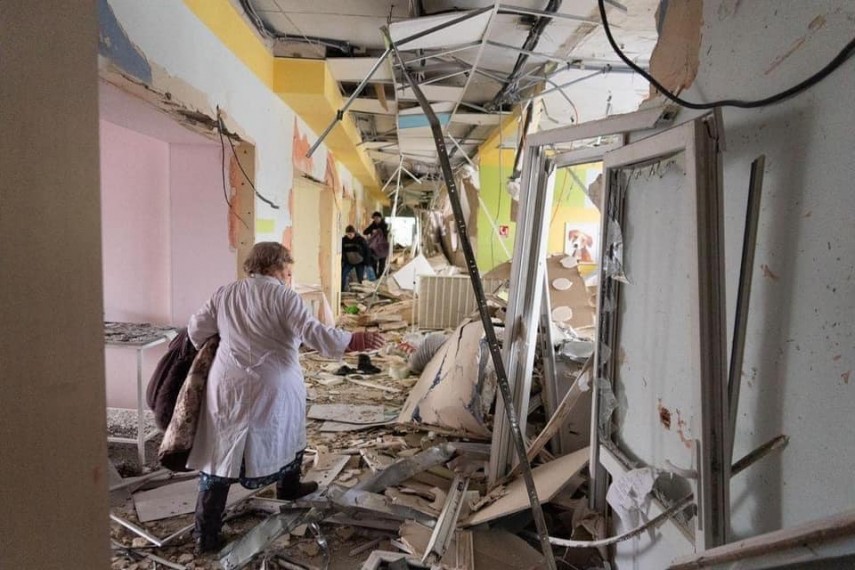 Maternitatea din Mariupol după bombardament. Foto: Facebook/Ambasada Ucrainei în Liban