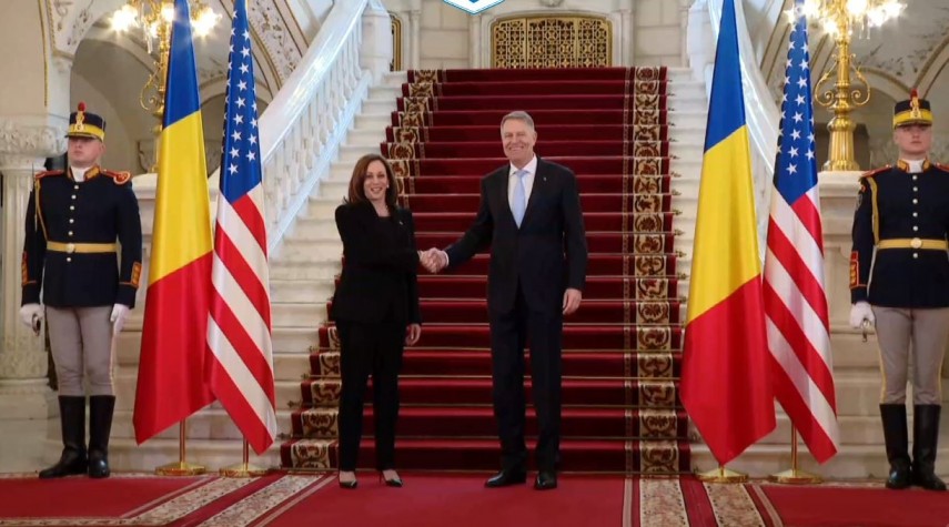 Kamala Harris și Klaus Iohannis, foto: captură Administrația Prezidențială