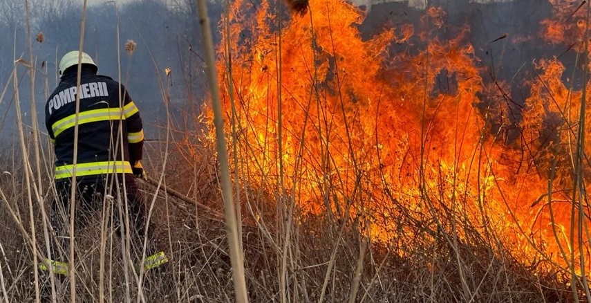 Incendiu de vegetație uscată. Foto cu rol ilustrativ: ISU Delta Tulcea