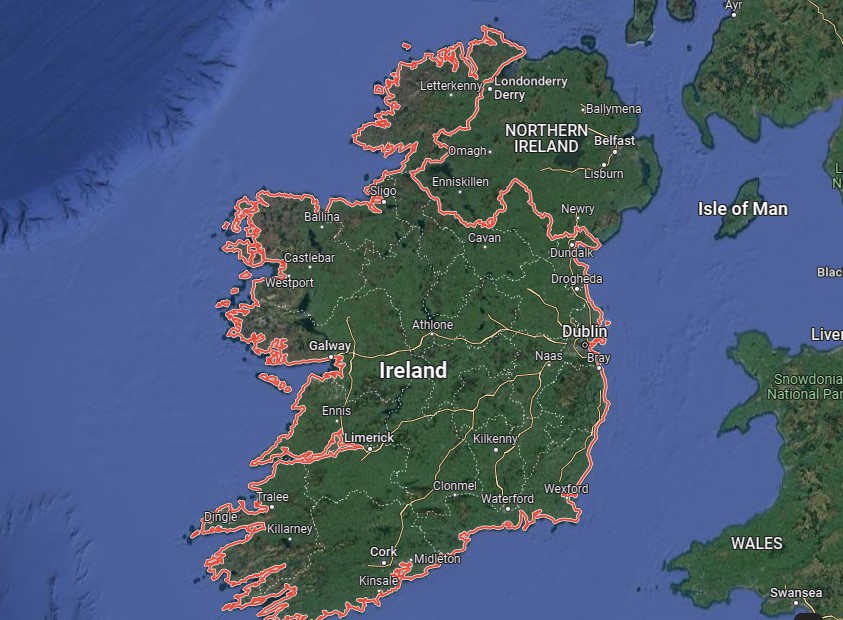 Irlanda. Foto: Google Maps
