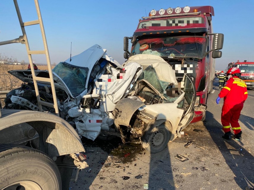 Accident rutier grav pe Autostrada A1. Foto: ISU Giurgiu