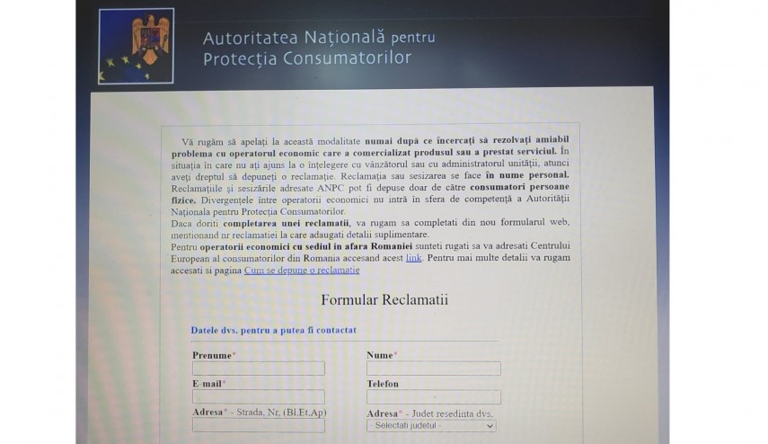 Reclamație online, foto: ANPC