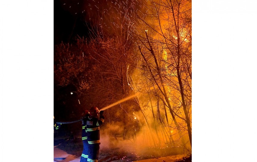 Incendiu violent izbucnit în județul Giurgiu. Foto: ISU Giurgiu